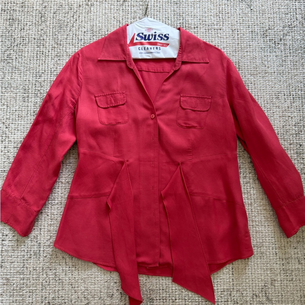 NIC+ZOE Red Belted Blazer-Style Shirt